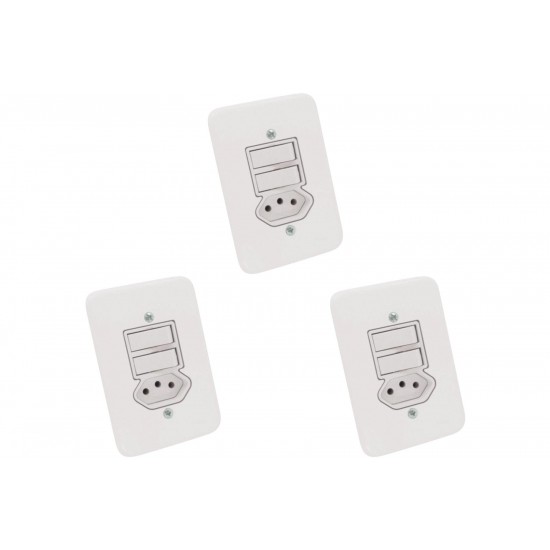 Kit C/3 - Conjunto Radial Pollar 1901219 2Ss 1Tomada 20A Kit C/3 - Conjunto Radial Pollar 1901219 2Ss 1Tomada 20A