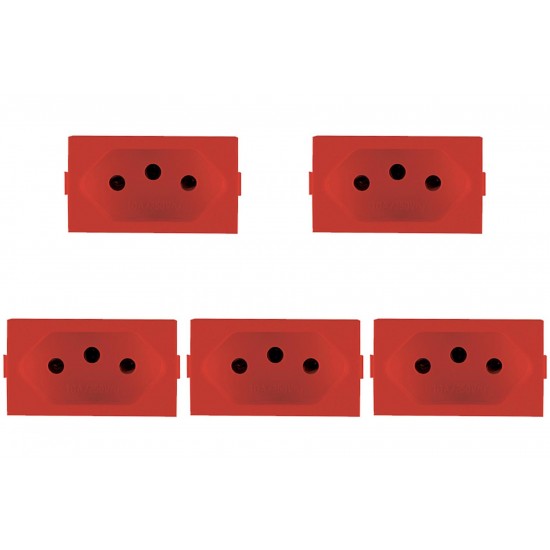 Kit C/5 - Modulo Peesa Alfa 1445V Tomada 20A Vermelho Kit C/5 - Modulo Peesa Alfa 1445V Tomada 20A Vermelho
