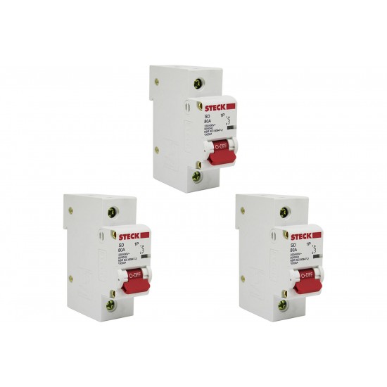 Kit C/3 - Disjuntor Steck Din Unipolar 80A Sd61 C10Ka