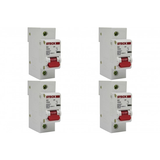 Kit C/4 - Disjuntor Steck Din Unipolar 100A Sd61 C10Ka