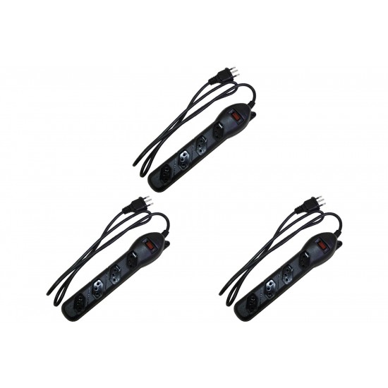 Kit C/3 - Filtro Linha Qualitronix 4 Tomada  Bivolt Preto