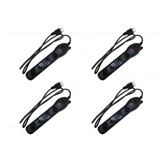 Kit C/4 - Filtro Linha Qualitronix 4 Tomada  Bivolt Preto