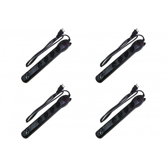Kit C/4 - Filtro Linha Qualitronix 5 Tomada  Bivolt Preto
