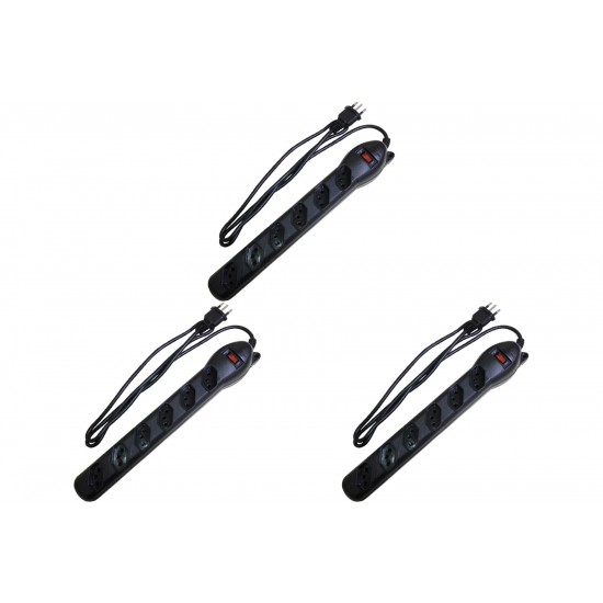 Kit C/3 - Filtro Linha Qualitronix 6 Tomada Bivolt Preto Kit C/3 - Filtro Linha Qualitronix 6 Tomada Bivolt Preto