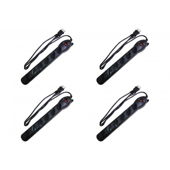 Kit C/4 - Filtro Linha Qualitronix 6 Tomada  Bivolt Preto