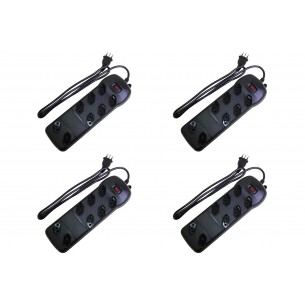 Kit C/4 - Filtro Linha Qualitronix 8 Tomada  Bivolt Preto