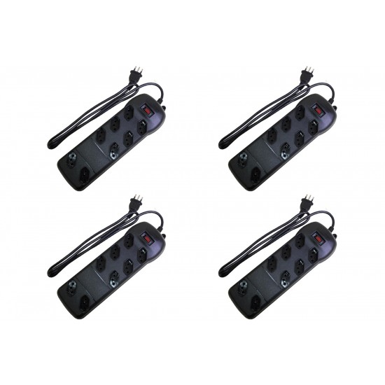 Kit C/4 - Filtro Linha Qualitronix 8 Tomada  Bivolt Preto