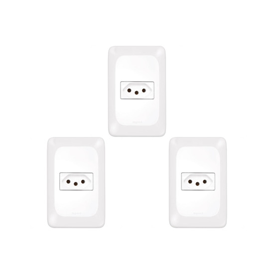Kit C/3 - Conjunto Pial Pop 1Tomada 10A Lgx030 Branco