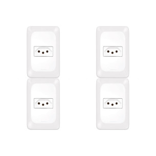 Kit C/4 - Conjunto Pial Pop 1Tomada 10A Lgx030 Branco