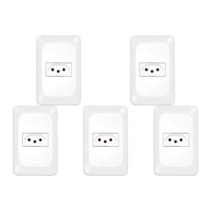 Kit C/5 - Conjunto Pial Pop 1Tomada 10A Lgx030 Branco