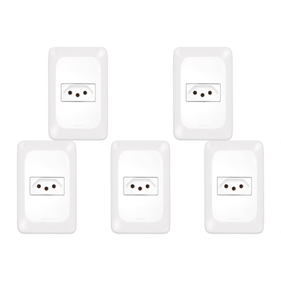 Kit C/5 - Conjunto Pial Pop 1Tomada 10A Lgx030 Branco