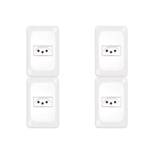 Kit C/4 - Conjunto Pial Pop 1Tomada 20A Lgx03020 Branco