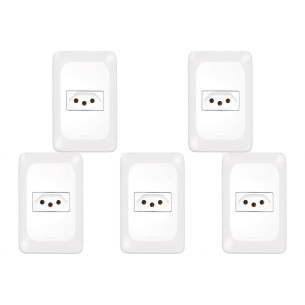 Kit C/5 - Conjunto Pial Pop 1Tomada 20A Lgx03020 Branco