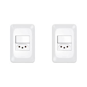 Kit C/2 - Conjunto Pial Pop 1Simp+1Tomada 10A Lgx103 Branco