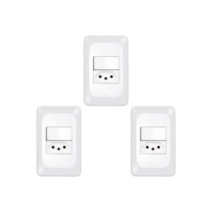 Kit C/3 - Conjunto Pial Pop 1Simp+1Tomada 10A Lgx103 Branco