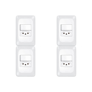 Kit C/4 - Conjunto Pial Pop 1Simp+1Tomada 10A Lgx103 Branco