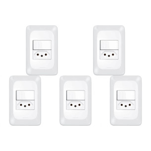 Kit C/5 - Conjunto Pial Pop 1Simp+1Tomada 10A Lgx103 Branco