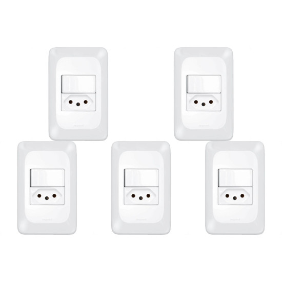 Kit C/5 - Conjunto Pial Pop 1Simp+1Tomada 10A Lgx103 Branco