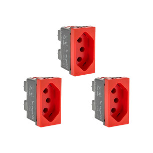 Kit C/3 - Modulo Pial Pop 1Tomada 20A Lg03020 Vermelho
