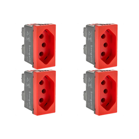 Kit C/4 - Modulo Pial Pop 1Tomada 20A Lg03020 Vermelho