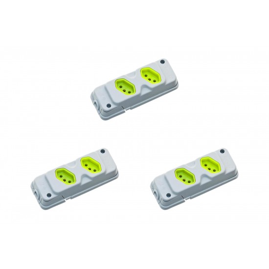 Kit C/3 - Tomada Barra Fiolux Dupla 2P+T20A Cinza