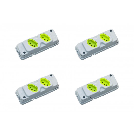 Kit C/4 - Tomada Barra Fiolux Dupla 2P+T20A Cinza