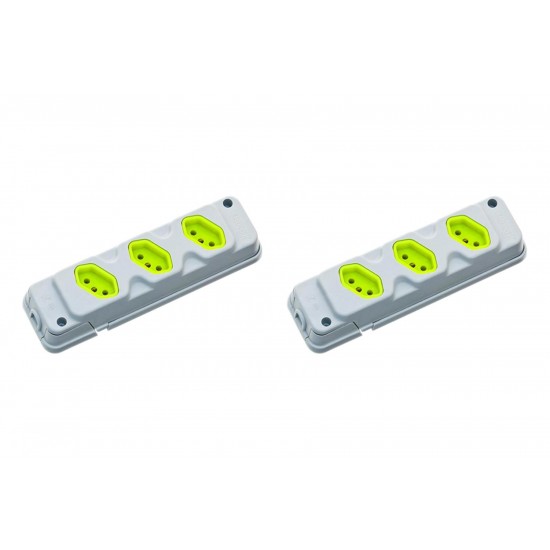 Kit C/2 - Tomada Barra Fiolux Tripla 2P+T20A Cinza