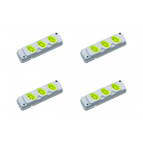 Kit C/4 - Tomada Barra Fiolux Tripla 2P+T20A Cinza