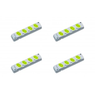 Kit C/4 - Tomada Barra Fiolux Quadrupla 2Polos+T20A Cinza