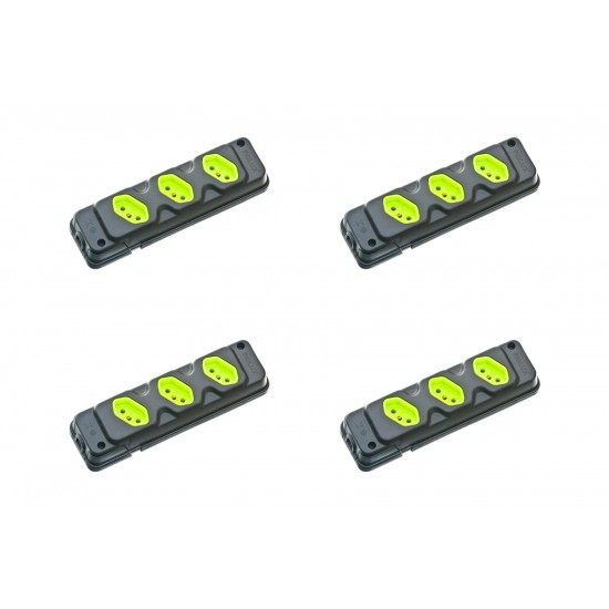 Kit C/4 - Tomada Barra Fiolux Tripla 2P+T20A Preto