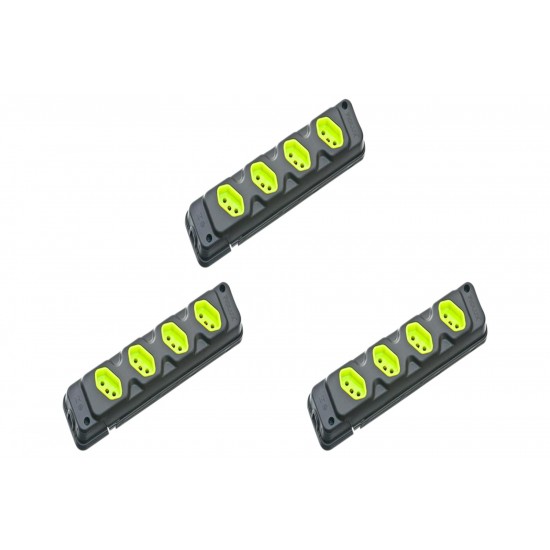 Kit C/3 - Tomada Barra Fiolux Quadrupla 2Polos+T20A Preto Kit C/3 - Tomada Barra Fiolux Quadrupla 2Polos+T20A Preto