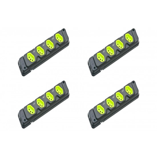 Kit C/4 - Tomada Barra Fiolux Quadrupla 2Polos+T20A Preto