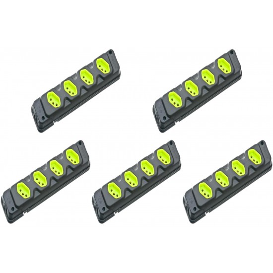 Kit C/5 - Tomada Barra Fiolux Quadrupla 2Polos+T20A Preto