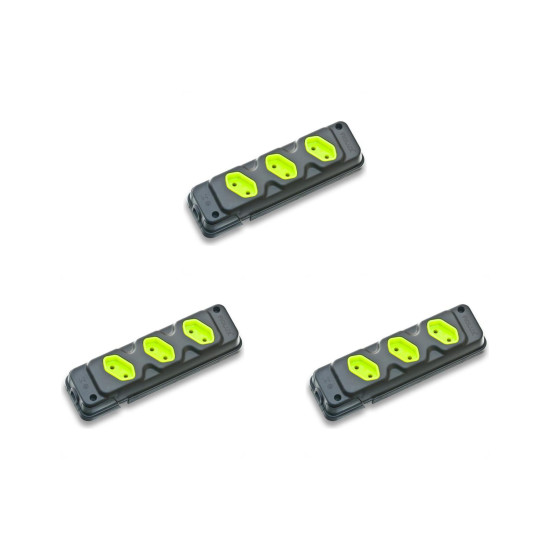 Kit C/3 - Tomada Barra Fiolux Tripla 2P 20A Preto