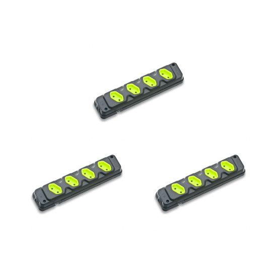 Kit C/3 - Tomada Barra Fiolux Quadrupla 2Polos 20A Preto