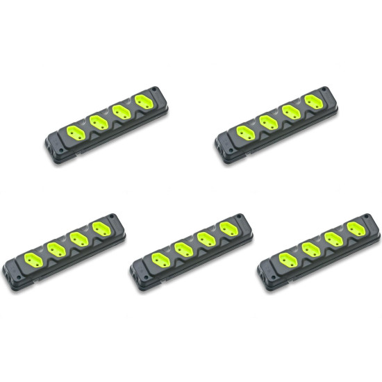 Kit C/5 - Tomada Barra Fiolux Quadrupla 2Polos 20A Preto