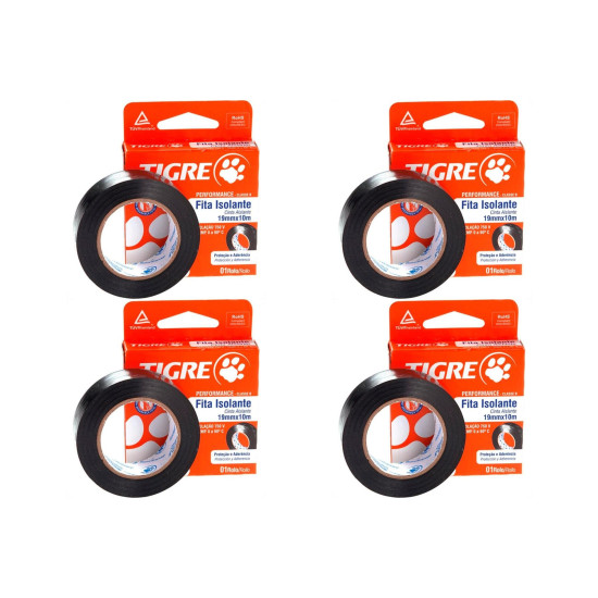 Kit C/4 - Fita Isolante Tigre 10M X 19Mm 