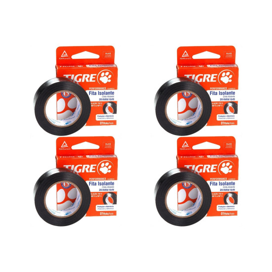 Kit C/4 - Fita Isolante Tigre 20M X 19Mm 