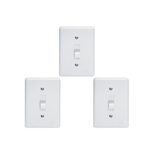 Kit C/3 - Conjunto Perlex''Branca''Com Placa(1Bipolar) 2306