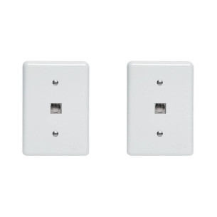 Kit C/2 - Conjunto Tomada Fone Perlex''Branca''Com Placa(...