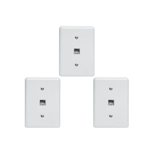 Kit C/3 - Conjunto Tomada Fone Perlex''Branca''Com Placa(...