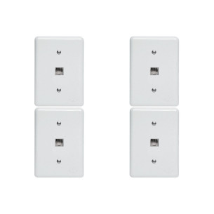 Kit C/4 - Conjunto Tomada Fone Perlex''Branca''Com Placa(...