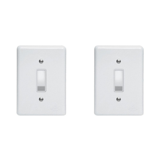 Kit C/2 - Conjunto Perlex''Branca''Com Placa(1Simples) 2381