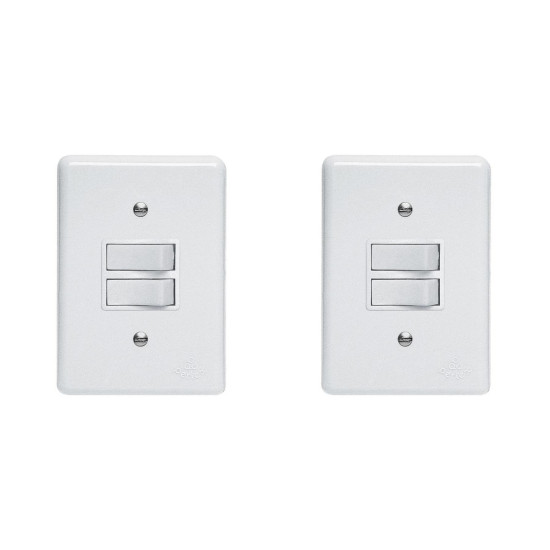 Kit C/2 - Conjunto Perlex''Branca''Com Placa(1Simples+1Pa...