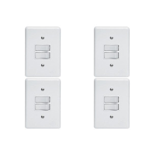 Kit C/4 - Conjunto Perlex''Branca''Com Placa(1Simples+1Pa...