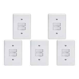 Kit C/5 - Conjunto Perlex''Branca''Com Placa(1Simples+1Pa...