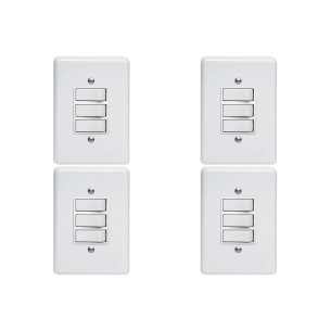 Kit C/4 - Conjunto Perlex''Branca''Com Placa(3Simples) 2383