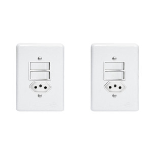 Kit C/2 - Conjunto Perlex''Branca''Com Placa(2Paralelos+T...