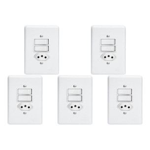 Kit C/5 - Conjunto Perlex''Branca''Com Placa(2Paralelos+T...