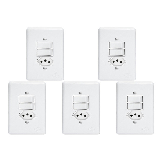 Kit C/5 - Conjunto Perlex''Branca''Com Placa(2Paralelos+T...